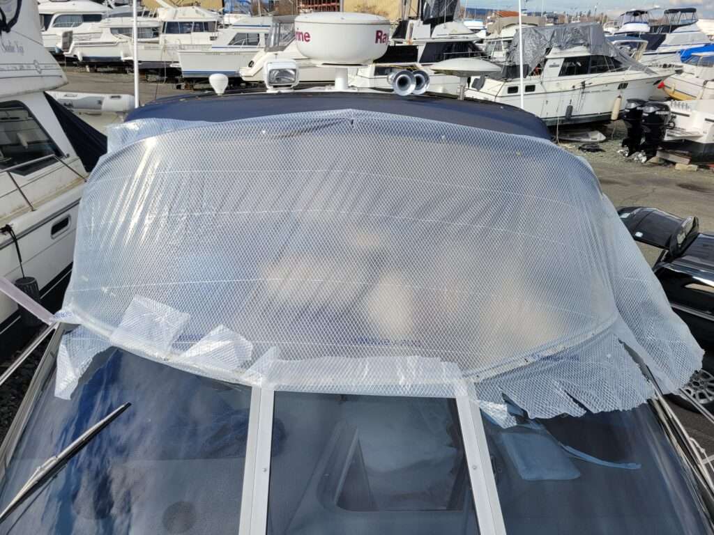 Patterning front curtains on a 340 Sea Ray Sundancer