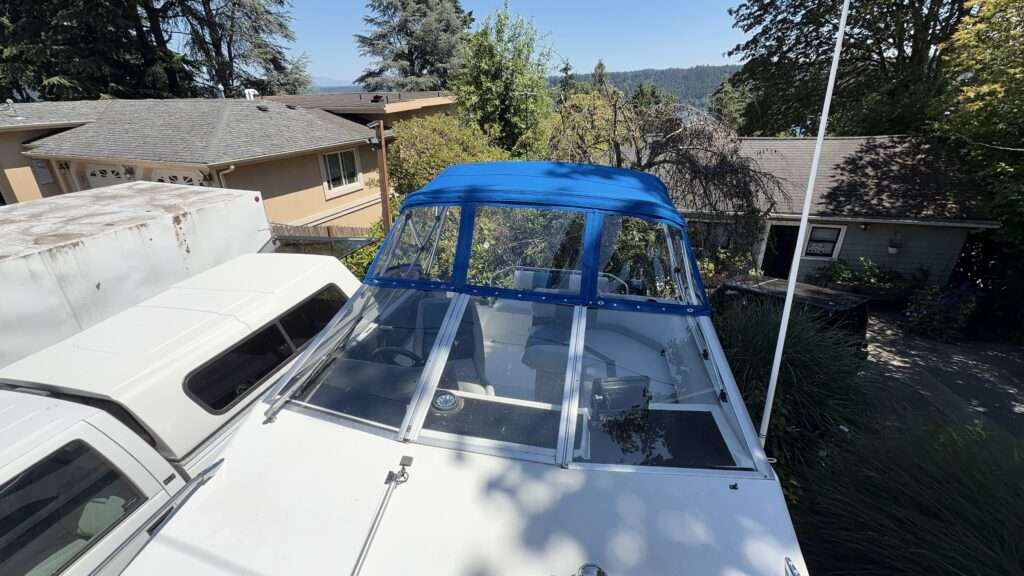 After: new enclosure in Pacific Blue on a Bayliner 2255