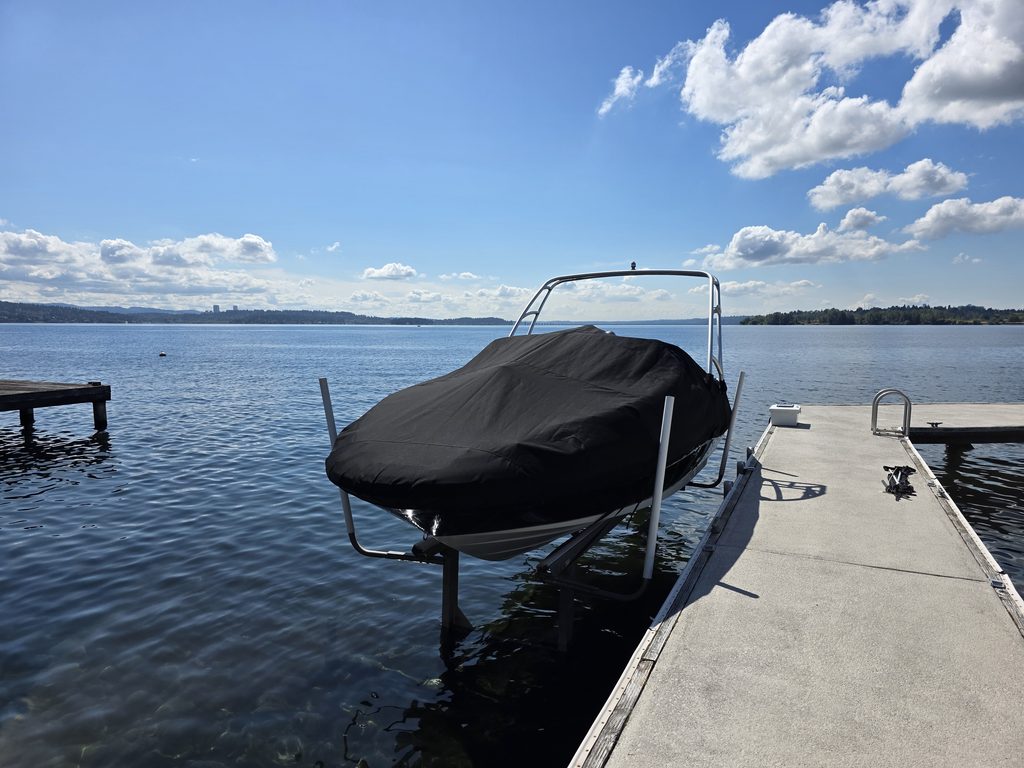 Custom marine canvas project on a boat deck, Kirkland WA