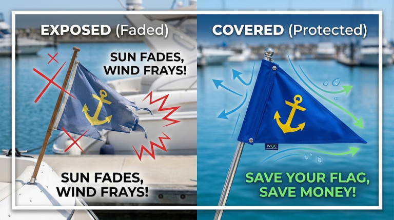 Comparison of Flags with and without covers.